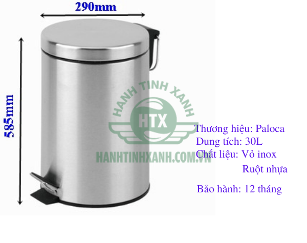 (Thông số kỹ thuật thùng rác inox 30 lít)