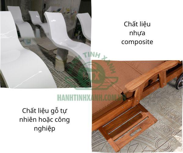 Chất liệu tạo nên ghế bể bơi composite và ghế gỗ bể bơi