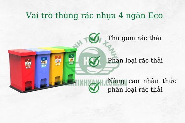 Vai trò quan trọng của bộ 4 thùng rác nhựa Eco trong phân loại rác