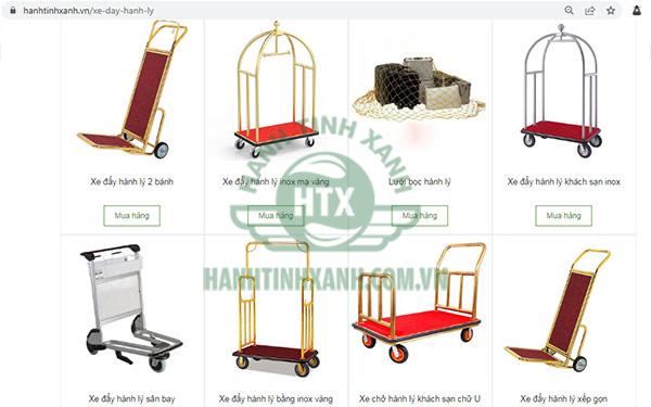 Các mẫu xe đẩy hành lý được mô tả trên website bán hàng