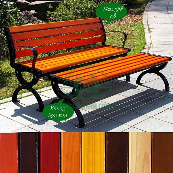 Ghế gỗ công viên đẹp và màu sắc phong phú