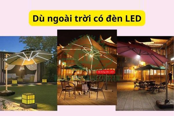 Dù ngoài trời có đèn led có cấu tạo không quá phức tạp