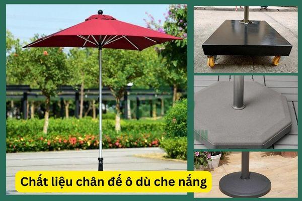 Các chất liệu chân đế ô dù che nắng quán cafe