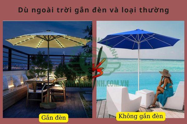 Dù ngoài trời sử dụng đèn chiếu sáng và loại thường