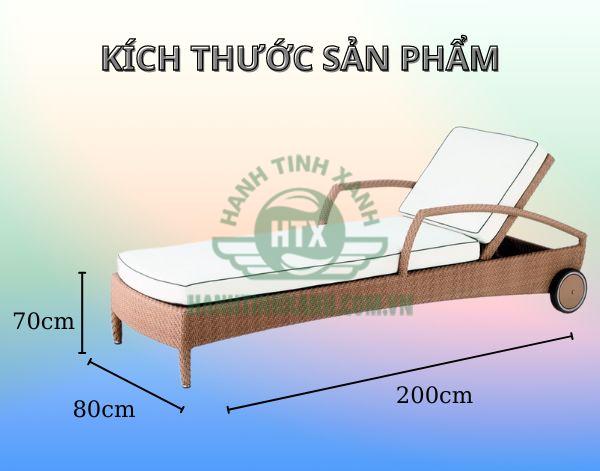 Kích thước ghế tắm nắng hồ bơi, bãi biển