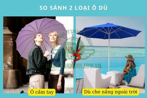 dù che nắng ngoài trời và ô cầm tay