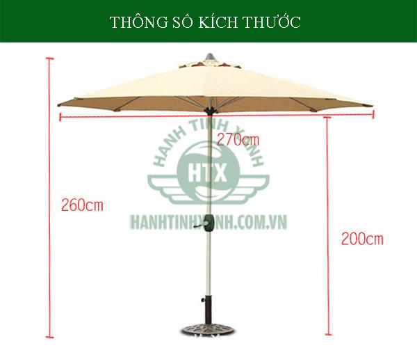 Tham khảo kích thước dù chính tâm che nắng