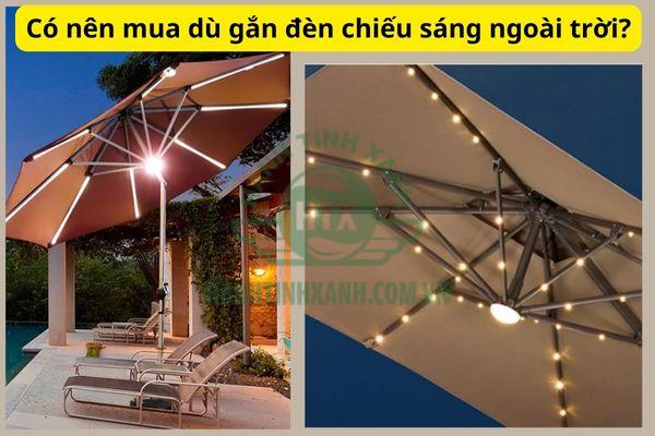 Giá cao khiến nhiều người ngần ngại mua dù gắn đèn chiếu sáng ngoài trời