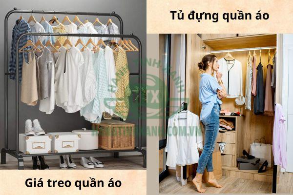 So sánh giá treo quần áo và tủ đựng quần áo thông thường