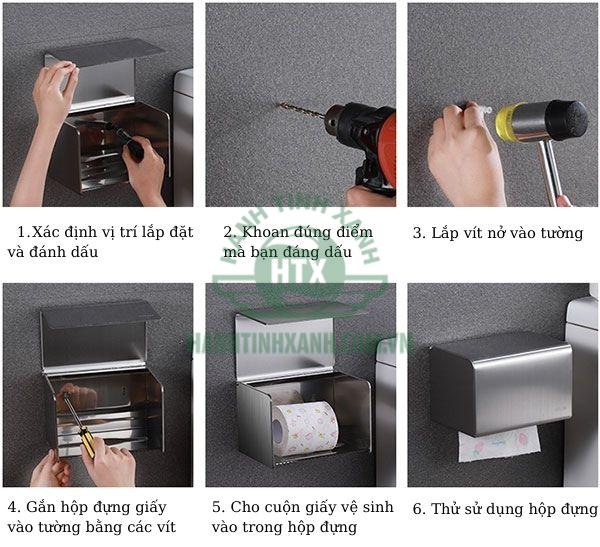 Lắp đặt hộp đựng giấy vệ sinh bằng hệ thống vít