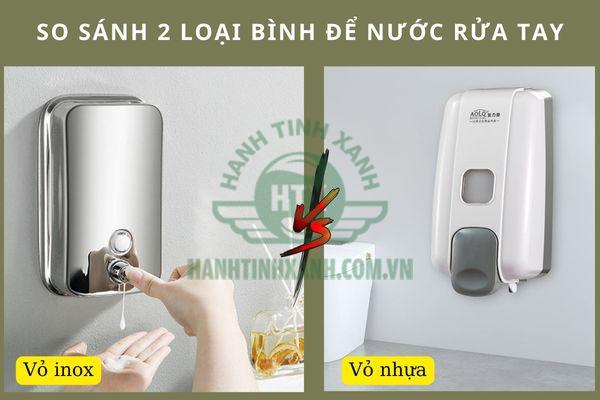 So sánh bình đựng dung dịch nước rửa tay bằng nhựa và inox