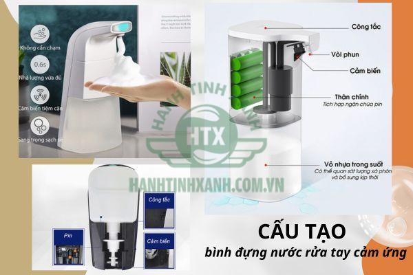 Chi tiết cấu tạo của bình đựng nước rửa tay cảm ứng