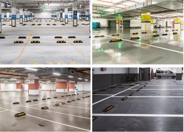 Lắp đặt cục chặn bánh xe tại tầng hầm để xe