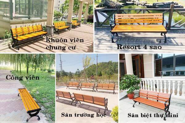 Ghế gang công viên ứng dụng đa dạng không gian