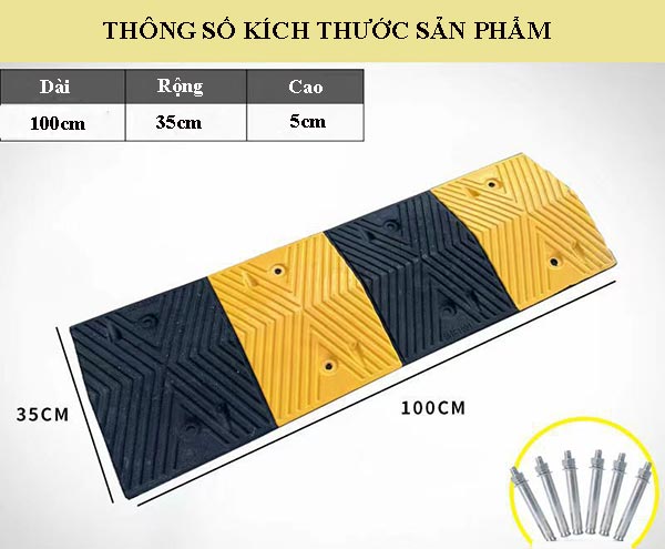 Chi tiết kích thước gờ cao su giảm tốc
