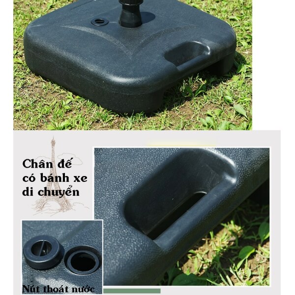 Chân đế dù thiết kế chắc chắn, thẩm mỹ cao