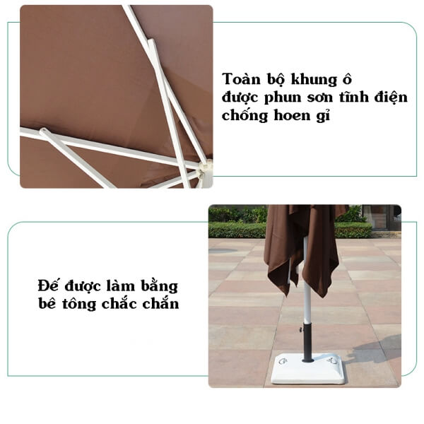 Khung ô được phun sơn tĩnh điện chống oxy hóa tốt