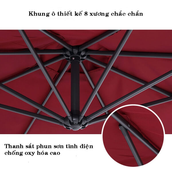 Khung ô được làm từ chất liệu sắt sơn tĩnh điện