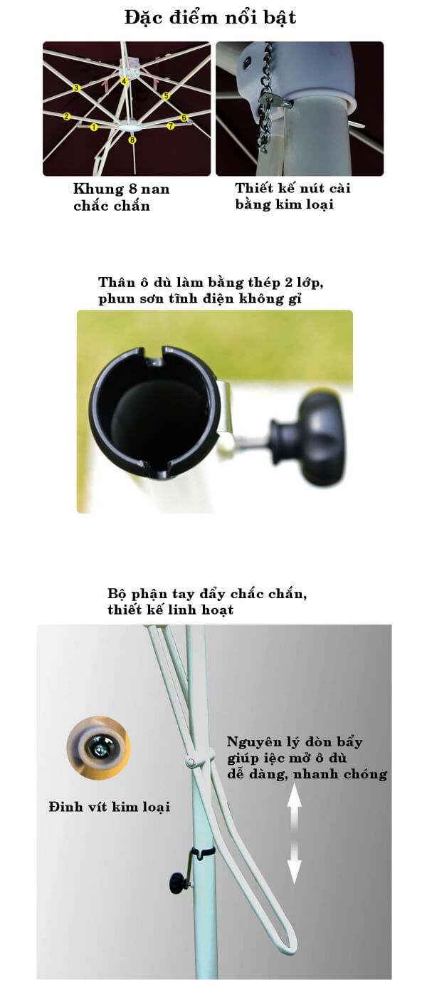 Ô dù lệch tâm vuông 3m