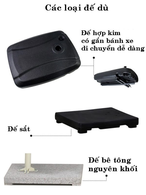 Chân đế đa dạng được làm từ chất liệu chắc chắn