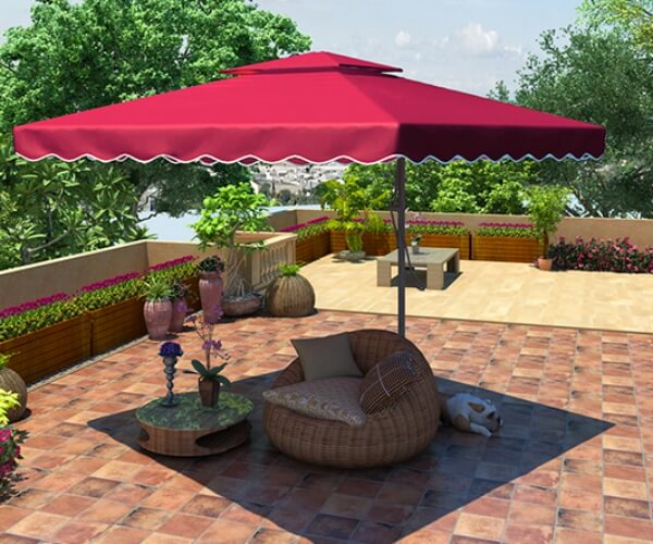 Dù lệch tâm vuông tại các sân vườn biệt thự đơn lập