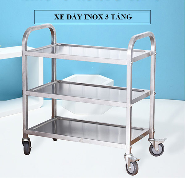 Mẫu xe đẩy phục vụ đa năng làm bằng Inox