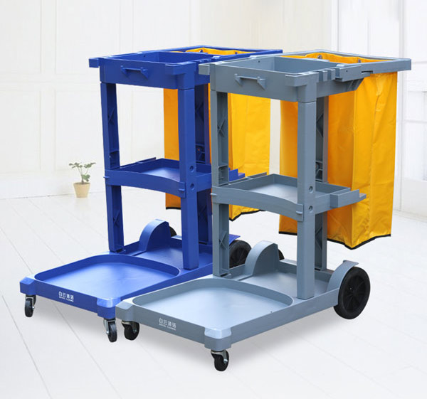 Mẫu xe đẩy dọn vệ sinh 2 màu xanh, ghi