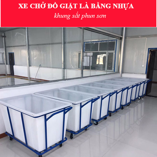 Mẫu xe thu gom đồ vải khung sắt, thùng đựng đồ nhựa bán rất chạy ở Hành Tinh Xanh
