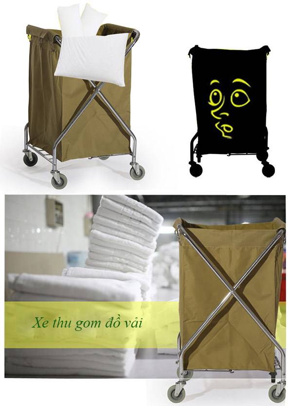 Xe chở đồ vải bẩn để đưa đến khu vực làm sạch