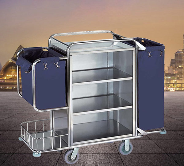 Xe dọn buồng phòng khách sạn khung inox 3 tầng