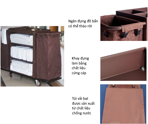 Xe làm buồng khách sạn có rất nhiều đặc điểm ưu việt giúp nâng cao hiệu quả dọn dẹp và chất lượng dịch vụ