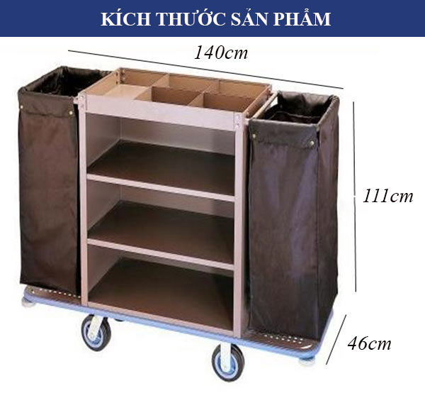 Kích thước xe đẩy đồ làm buồng trong phòng khách sạn