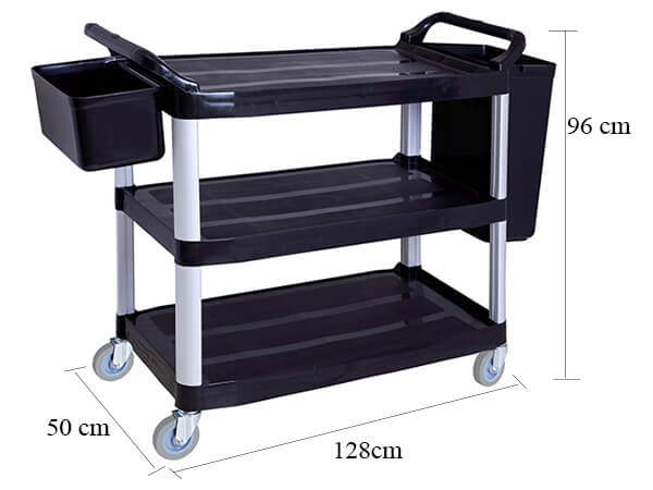 Kích thước xe thu dọn bát đĩa khung nhôm tiện dụng nhất