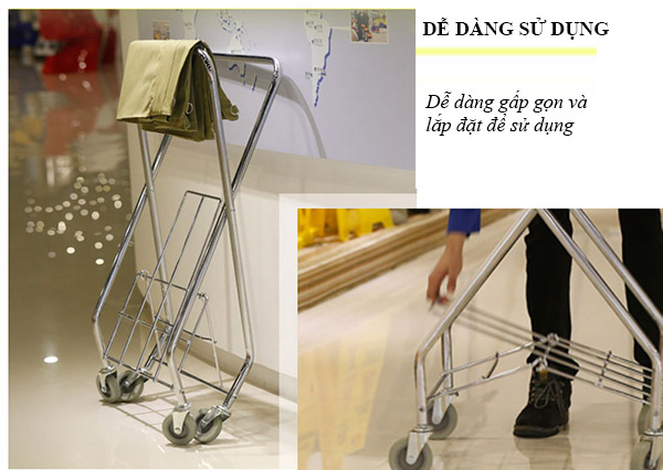 Tính năng gấp gọn của xe giặt là khung chữ X