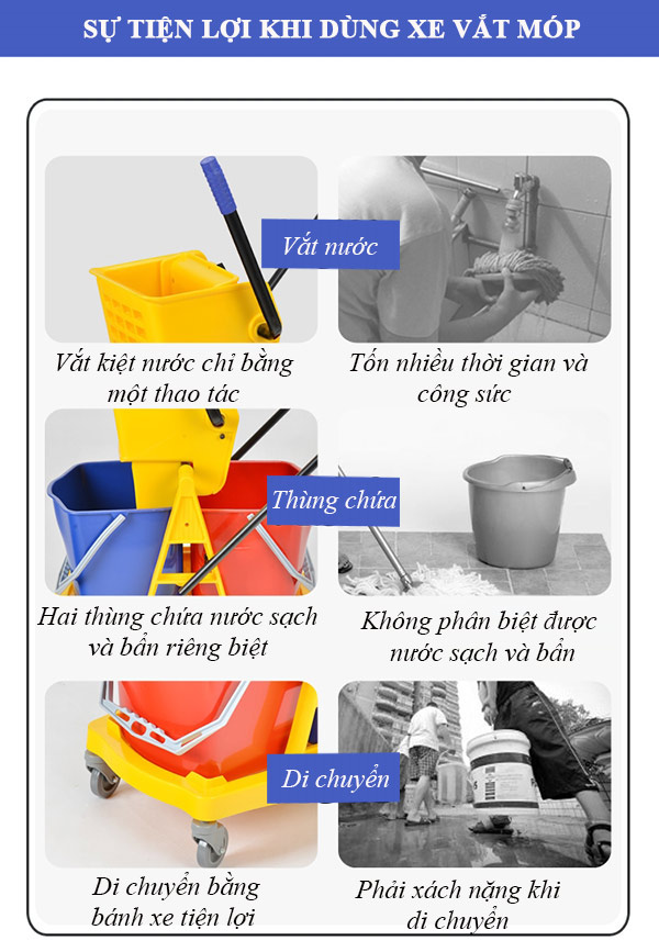 Chiếc xe giúp công việc lau sàn trở nên dễ dàng hơn