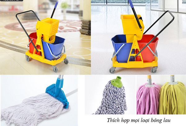 Xe vắt móp 34l nhựa thích hợp với mọi loại giẻ lau sàn