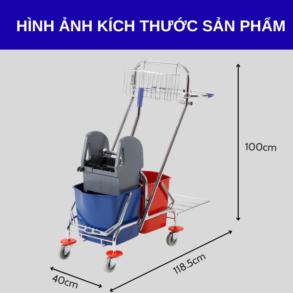 Kích thước xe vắt móp 2 ngăn