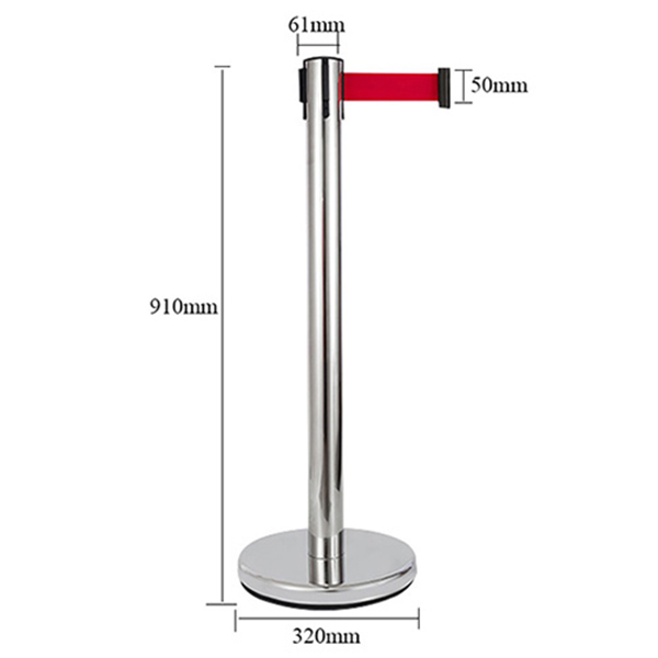 Cột chắn inox trắng dây kéo đỏ cao cấp