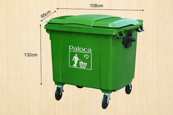 Chi tiết kích thước thùng rác nhựa 660 lít