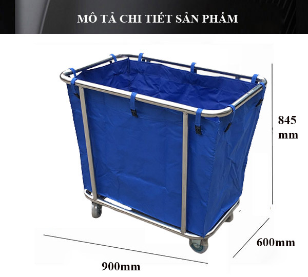 Mô tả kích thước xe đẩy thu gom đồ giặt là