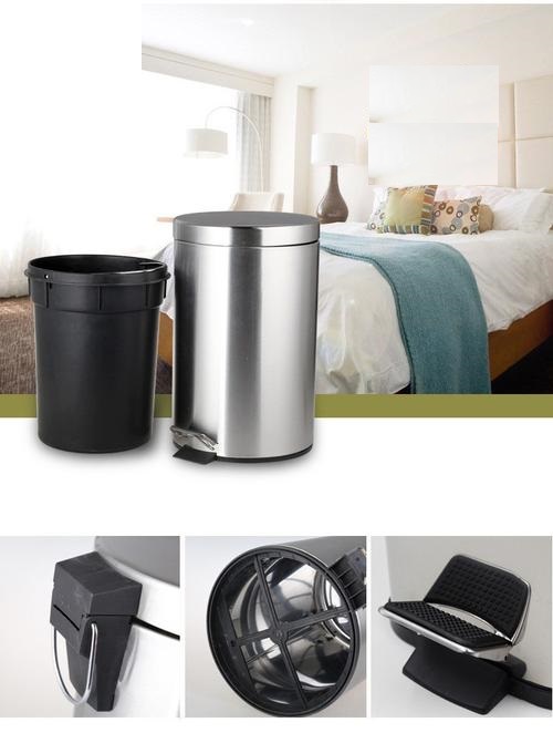 Hình ảnh chi tiết cấu tạo thùng rác inox đạp chân 5l
