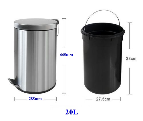 (Thông tin kích thước thùng rác đạp chân 20 lít)