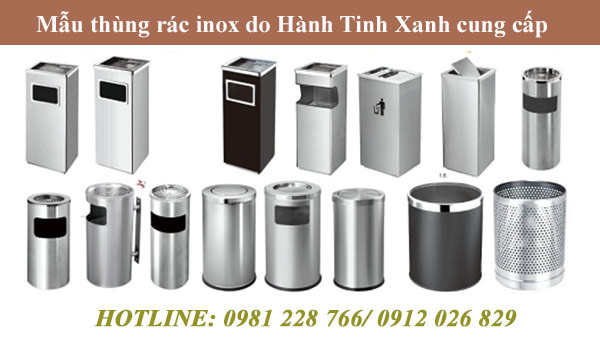 Mẫu thùng rác inox Hành Tinh Xanh cung cấp