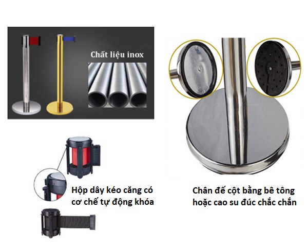 Cấu tạo cột chắn inox dây kéo căng giá rẻ nhất