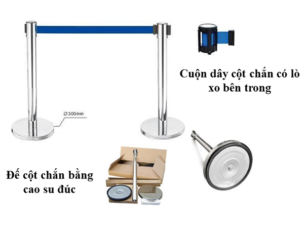 Hình ảnh thực tế của cột chắn inox dây kéo 2m