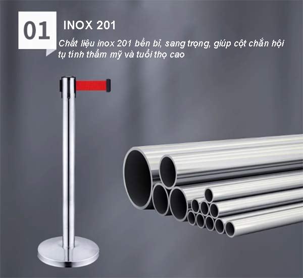 Cột chắn sự kiện sản xuất từ inox 201