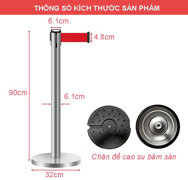 Chi tiết kích thước cột chắn phân làn 2m