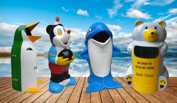 thung rac hinh thu trong truong hoc