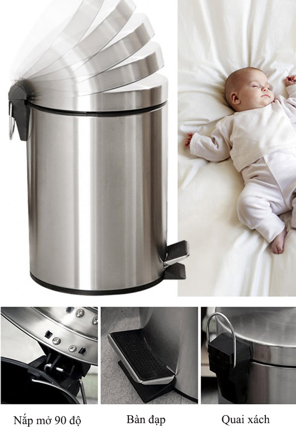 Chi tiết đặc điểm cấu tạo thùng rác đạp chân 30l