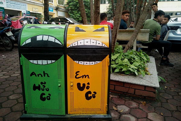 thung rac phan loa trang tri